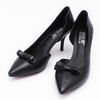 诗拉曼38码黑色蝴蝶结单鞋女尖头高跟鞋真皮韩版F13 商品缩略图0