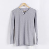 L码灰色小v领纯棉长袖t恤百搭修身打底衫男B4 商品缩略图0