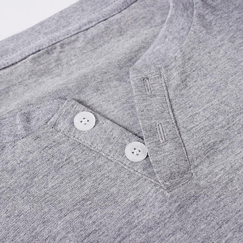 L码灰色小v领纯棉长袖t恤百搭修身打底衫男B4 商品图3