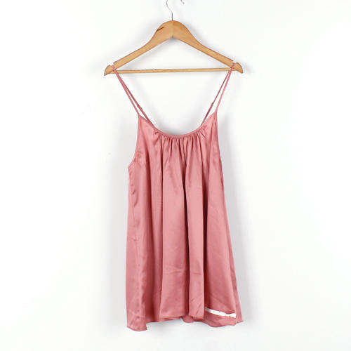 L码胭脂色性感吊带桑蚕丝绸真丝睡衣V领睡裙B1 商品图0
