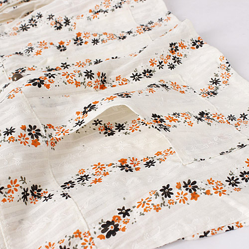 均码白色小碎花可爱淑女长袖衬衫修身中长款b20