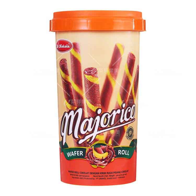 可可乐巧克力香蕉味卷心威化饼干300g