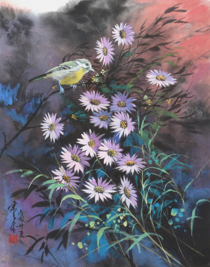 宋玉成彩墨画作品——花鸟图