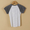 XL码白色竖条纹儿童亮丝插肩袖T恤B16 商品缩略图1