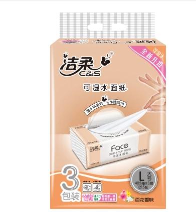洁柔可湿水百花香味抽纸L码（Face软抽)(3包装) 商品图0