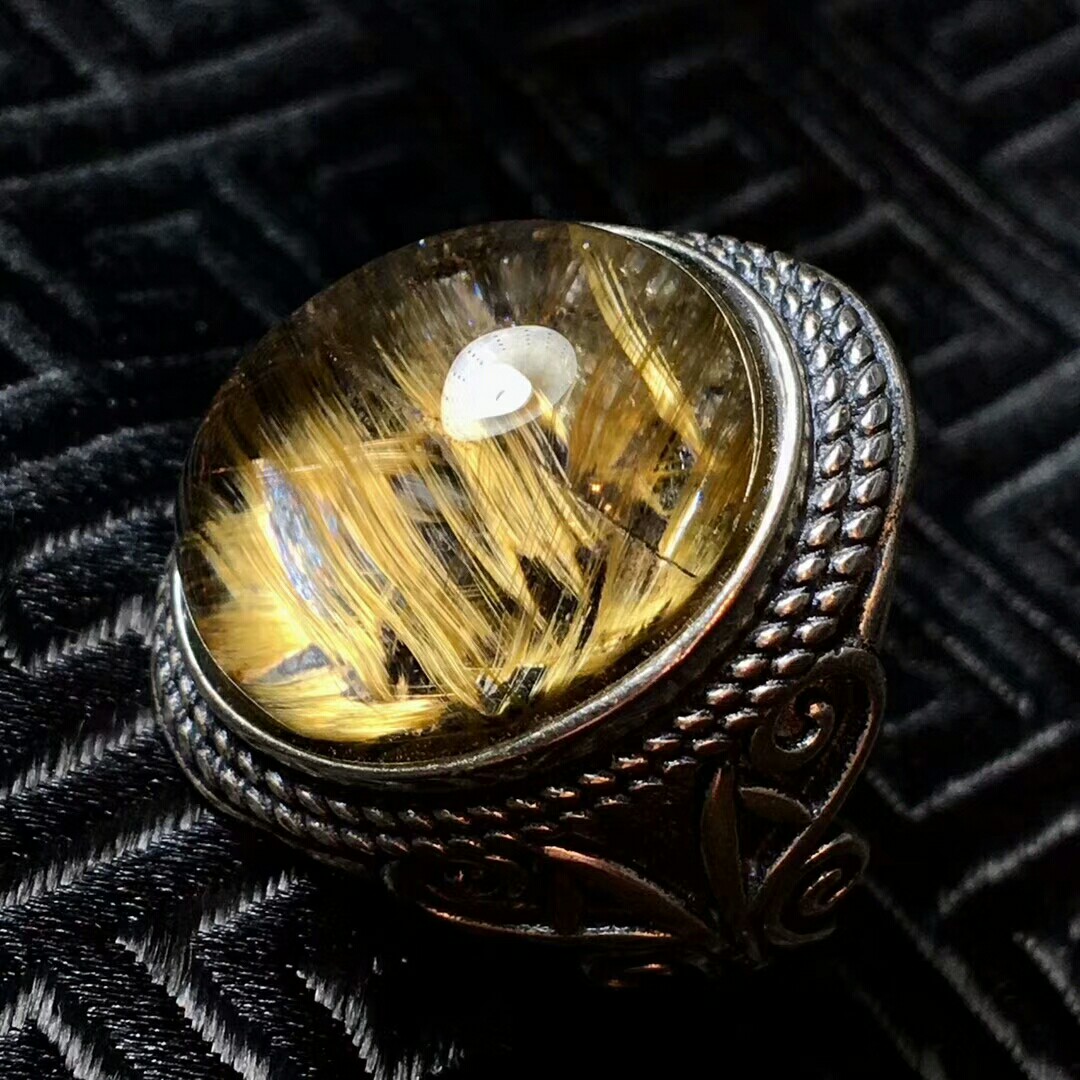 mfsjjk2181680天然金发晶满发戒指颜色美晶体赞 晶体透亮美美嗒[色]