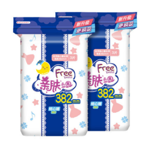 Free夜用丝薄棉柔卫生巾382mm3片装