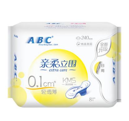 ABC亲柔立围日用轻透薄棉柔卫生巾240mm8片装 商品图0