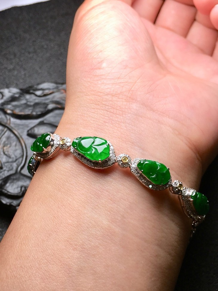 【z1776】翡翠冰种金鱼手链