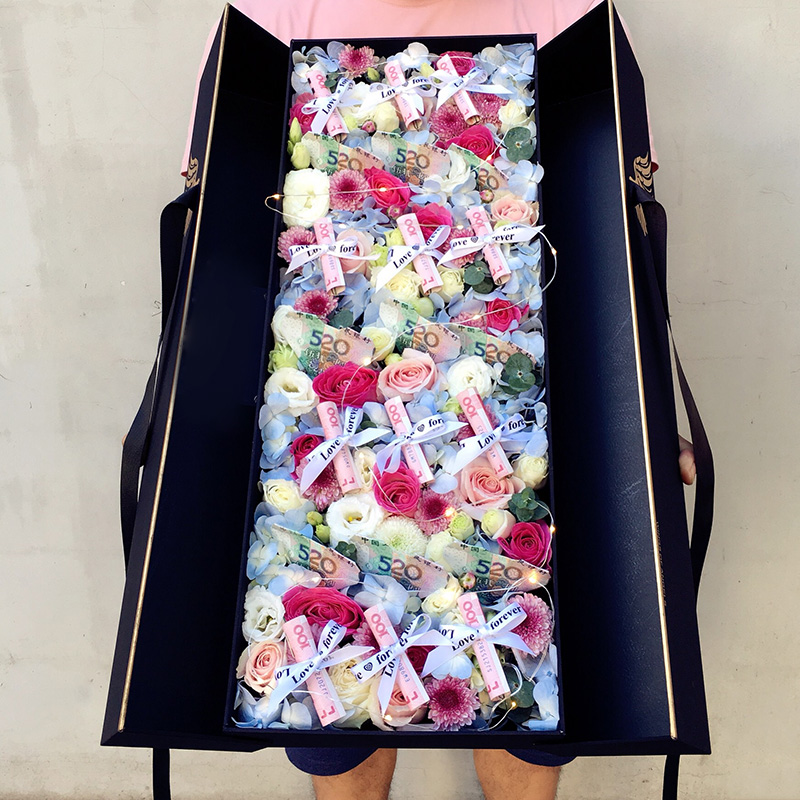 抖音网红款-惊喜七夕创意定制花盒炽天使有钱花送女朋友老婆告白