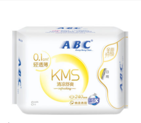 ABC轻透薄清凉舒爽棉柔日用卫生巾 240mm8片装