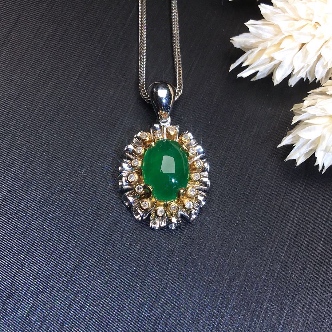 【31222】祖母绿蛋面吊坠