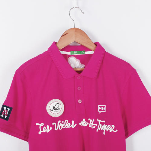 M码枚红色纯棉T恤短袖翻领polo衫亲肤透气B17 商品图2