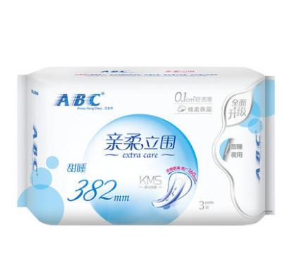 ABC亲柔立围甜睡夜用轻透薄棉柔表层卫生巾382mm3片装 商品图0