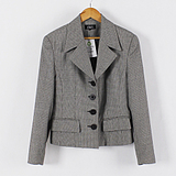 L码女士春秋薄款千鸟格纹通勤休闲翻领外套B38