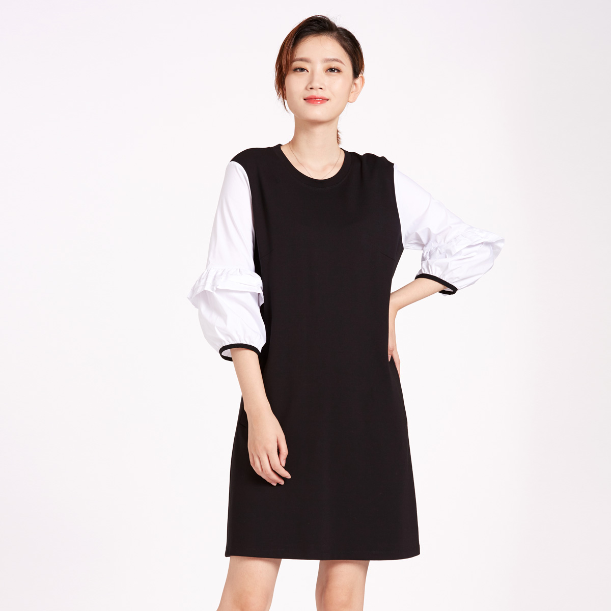 水淼2018秋装新款知性显瘦连衣裙1734