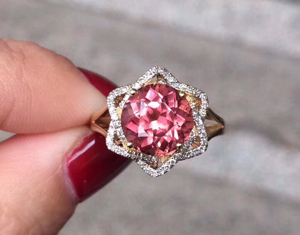 【56468】18k粉碧玺戒指