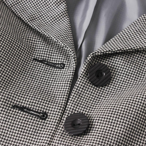 L码女士春秋薄款千鸟格纹通勤休闲翻领外套B38 商品图3