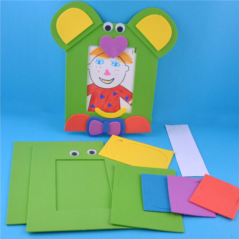 幼儿园课堂手工diy创意手工,eve动物相框材料包