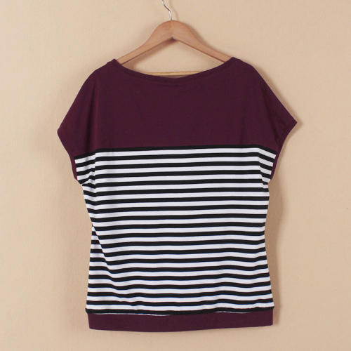 2XL码酒红色条纹短袖休闲运动套装B12 商品图1