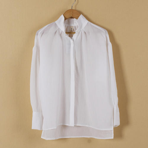 M码白色宽松立领通勤百搭衬衫B11 商品图0