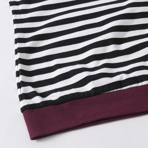 2XL码酒红色条纹短袖休闲运动套装B12 商品图8