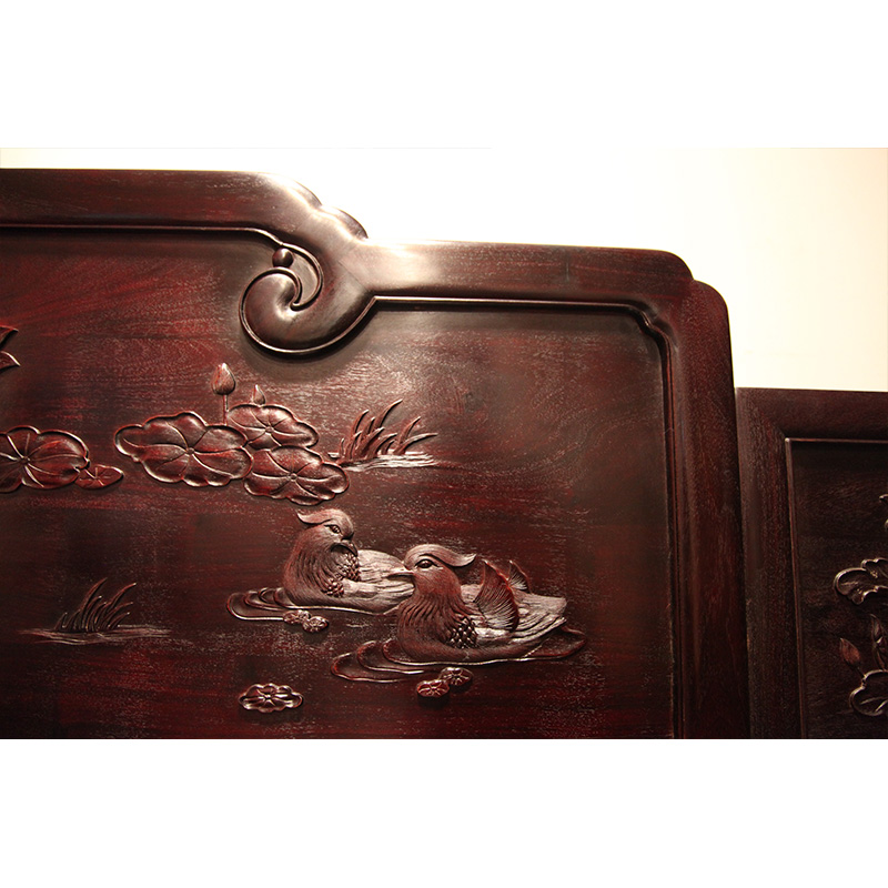 东非黑黄檀松鹤延年大床3件套(北京艺威)