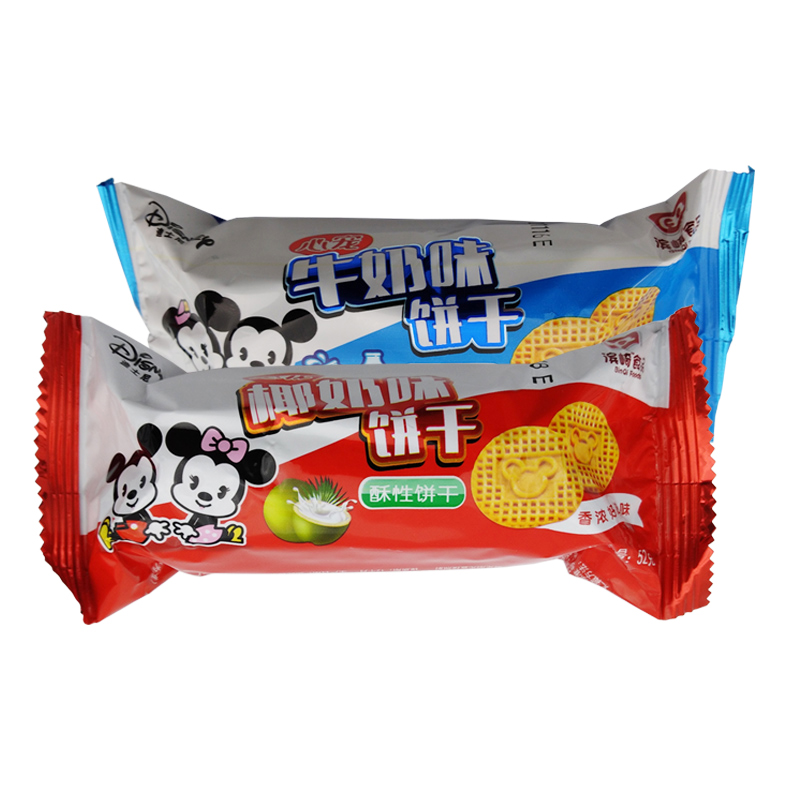 滨崎迪士尼心宠饼干52g 牛奶味/椰奶味/鲜葱味花挞饼干(饼干面包)