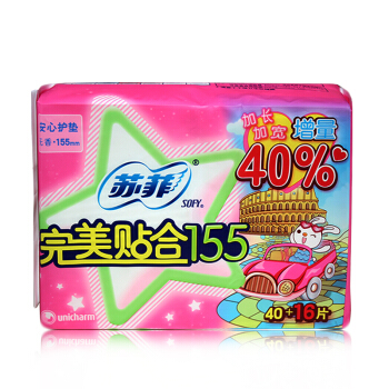 尤妮佳苏菲完美贴合155清香型40 16片 4包装 共224片
