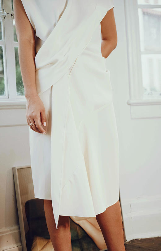 AtelierMissLu / Meroy 白色褶皱短袖连身裙 商品图7