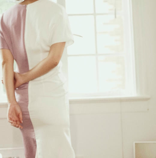 AtelierMissLu / Belinda 白紫拼色褶皱连身裙 商品图6