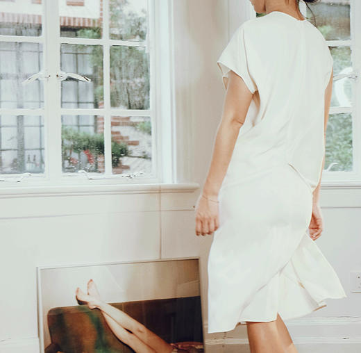 AtelierMissLu / Meroy 白色褶皱短袖连身裙 商品图1