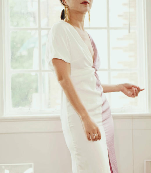 AtelierMissLu / Belinda 白紫拼色褶皱连身裙 商品图9