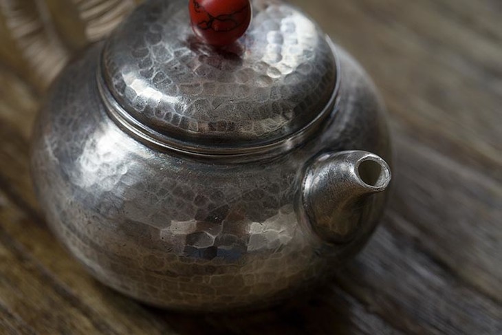 茶香记 复古锤纹孟臣款小银壶 足银 手工锻打 茗韵堂 工夫茶壶