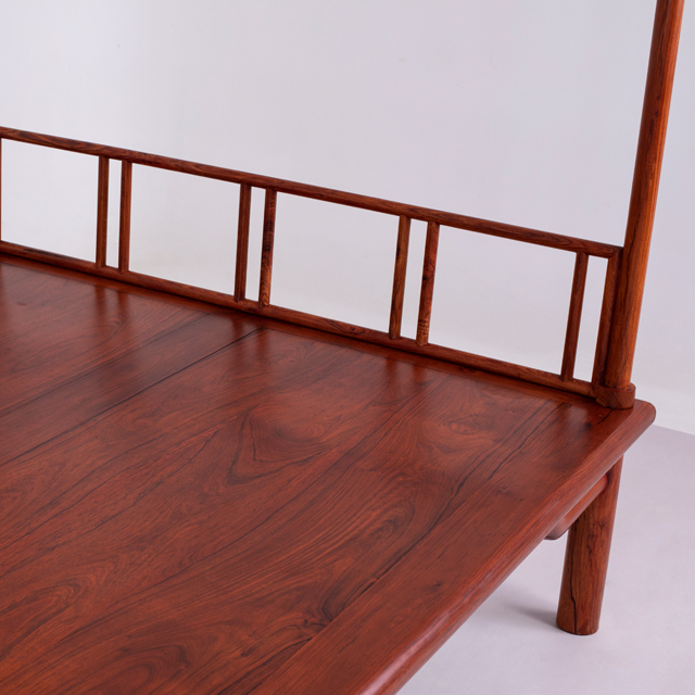 【典藏明作红木家具】缅甸酸枝四柱圆腿架子床