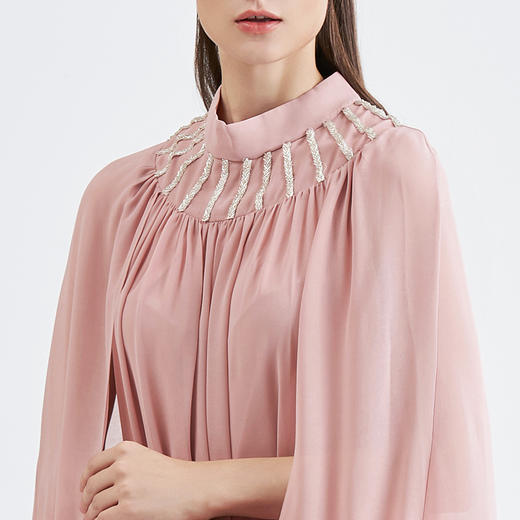 EITIE爱特爱女装早秋新品拼接披肩钻饰短款礼服连衣裙女5677303 商品图4