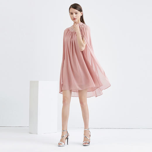 EITIE爱特爱女装早秋新品拼接披肩钻饰短款礼服连衣裙女5677303 商品图2