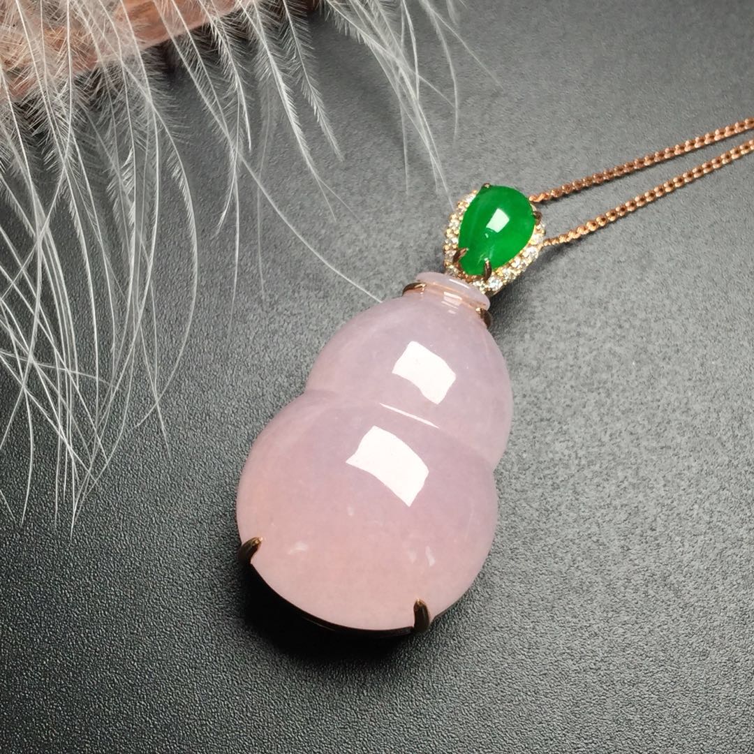 【81235】翡翠冰种粉紫葫芦吊坠