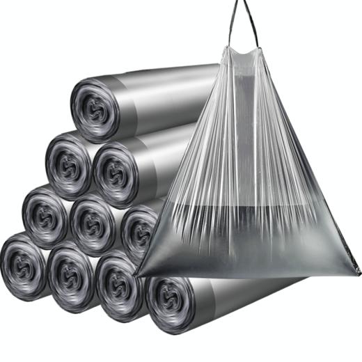 家用断点式自动收口垃圾袋，加厚塑料手提抽绳银钢袋一次性垃圾袋【188-2】 商品图4