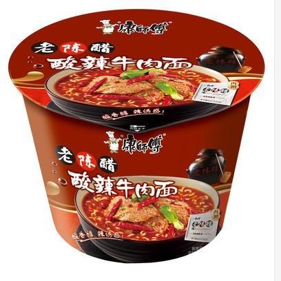 康师傅大食桶酸辣牛肉面1桶(C.零食)