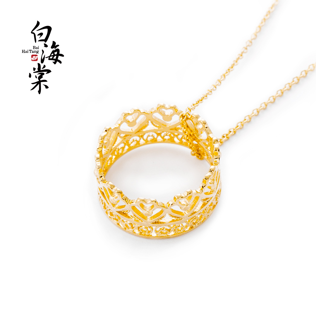 小皇冠 · 纯手工花丝定制项坠(带链)