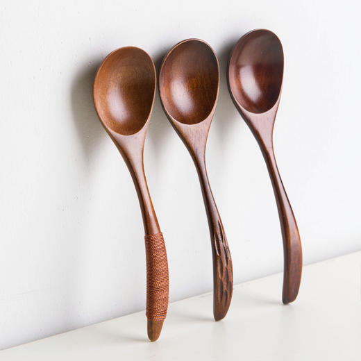 日式木质勺子实木餐具木勺子调羹长柄咖啡勺汤勺饭勺茶勺刀叉勺1