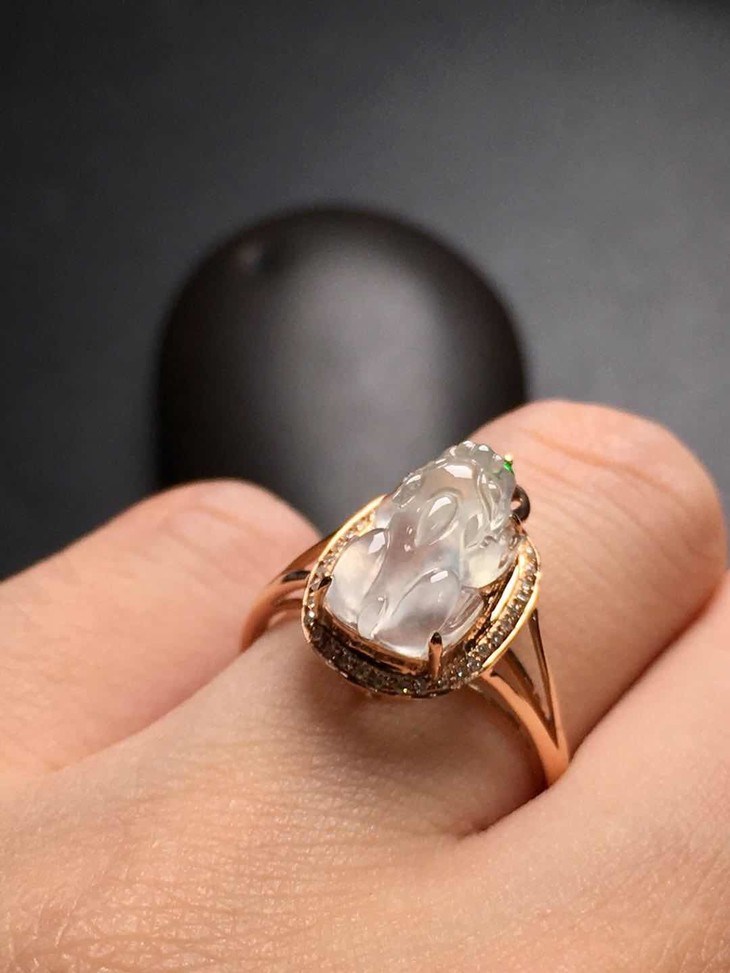 【d12163】翡翠高冰貔貅戒指