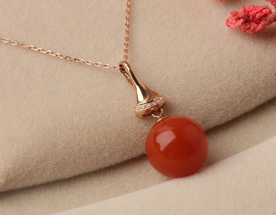 【d900164】南红川料时尚圆珠吊坠