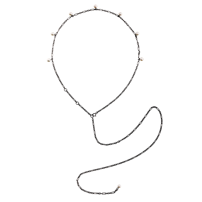 dongwei原创设计师品牌/黑白系列银镀金时尚珍珠choker项链