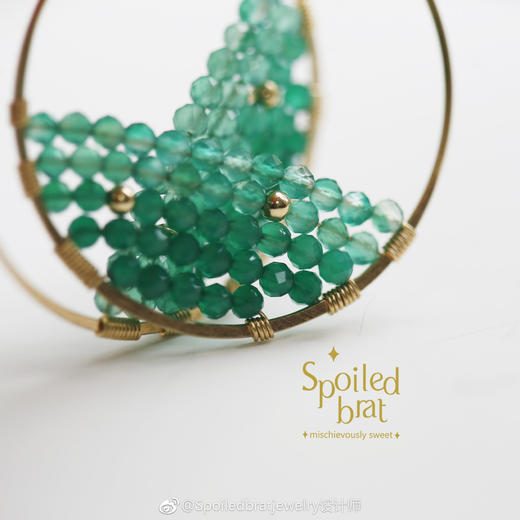 SpoiledBart Jewelry 天然绿玉髓耳圈 商品图3