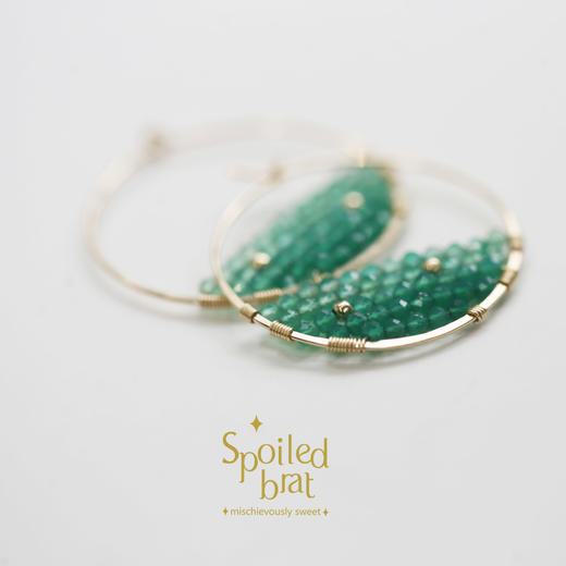 SpoiledBart Jewelry 天然绿玉髓耳圈 商品图2
