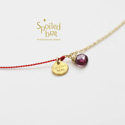SpoiledBart Jewelry 14K注金石榴石半绳半链幸运红绳手链 商品图2