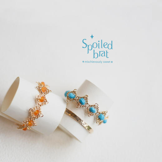 SpoiledBrat Jewelry 凡尔赛系列 | 绿玉髓 橘玛瑙 尖晶石软戒指 商品图11