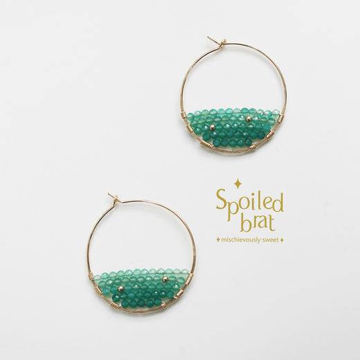 SpoiledBart Jewelry 天然绿玉髓耳圈 商品图0